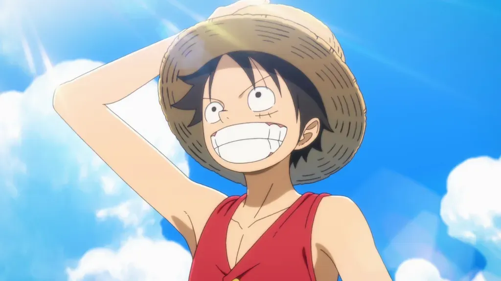Luffy usando o chapéu de palha sob a luz do sol no novo anime da Netflix
