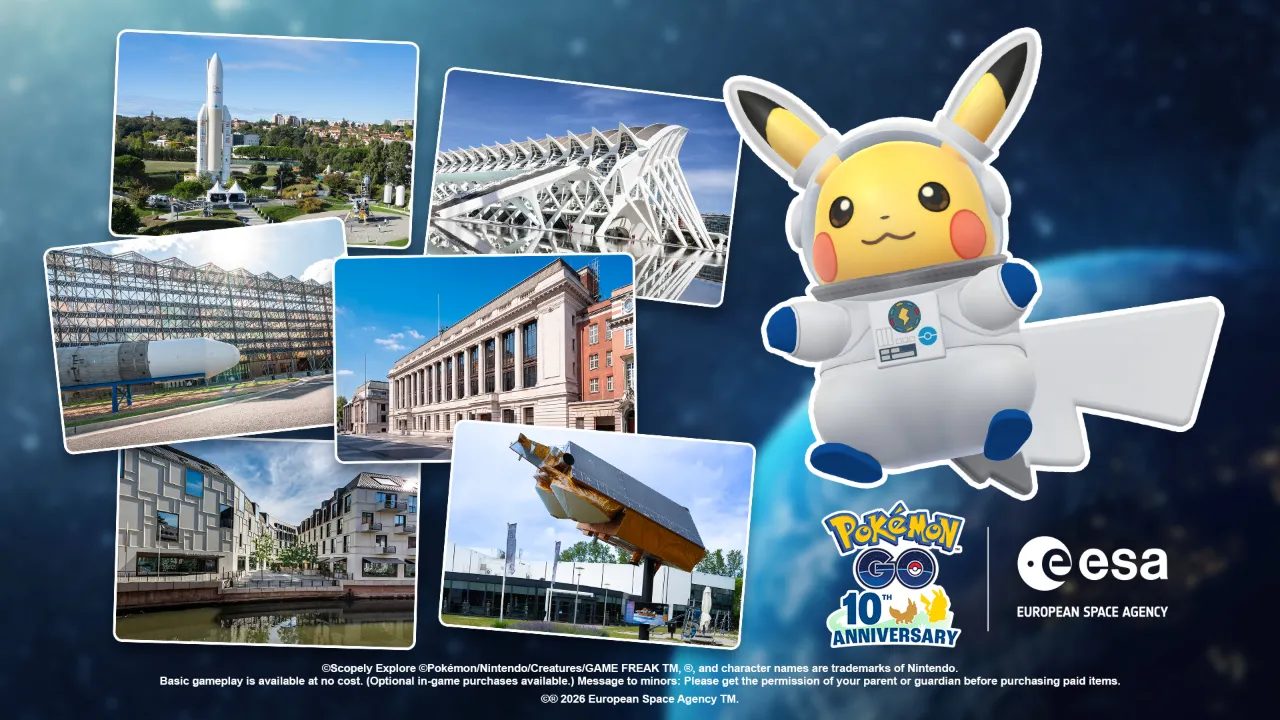 Personagens Pokémon em arte espacial da ESA