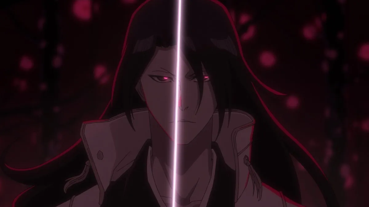 Personagem feminino de Bleach em cena tensa