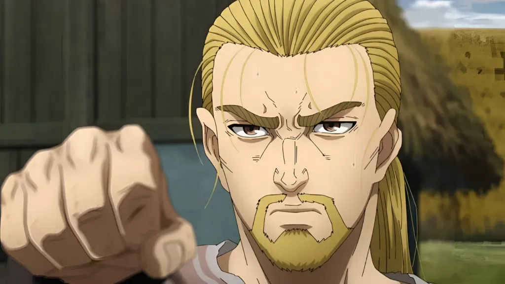 Thorfinn de Vinland Saga em cena de batalha.