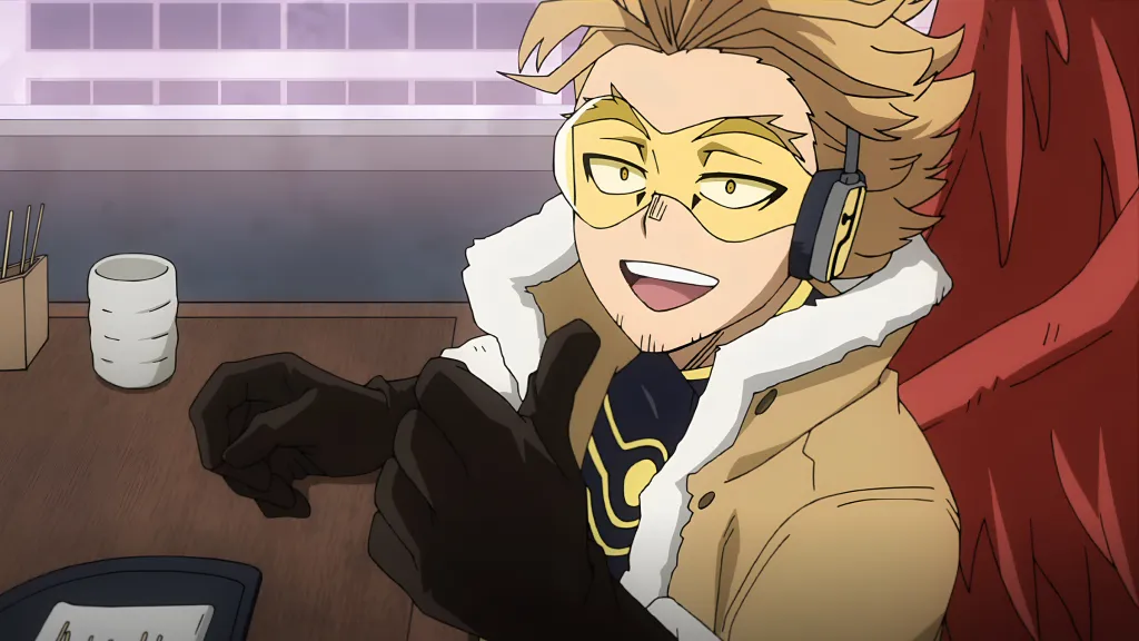 Hawks em cena de My Hero Academia