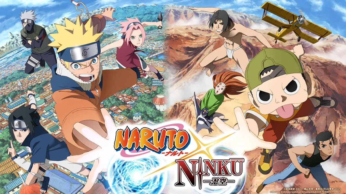 Arte promocional do anime crossover Naruto x Ninku