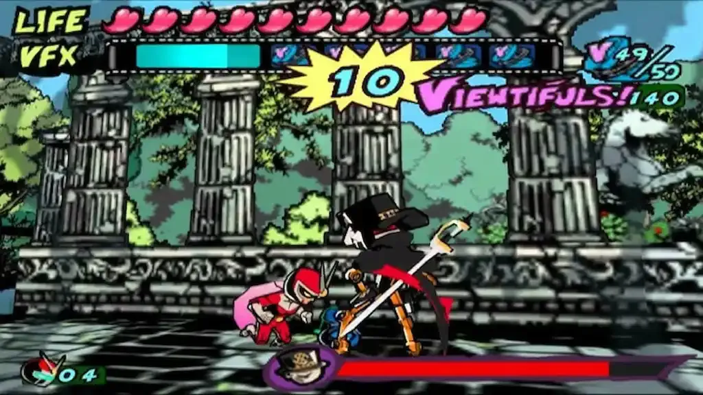 Cena de gameplay de Viewtiful Joe no GameCube