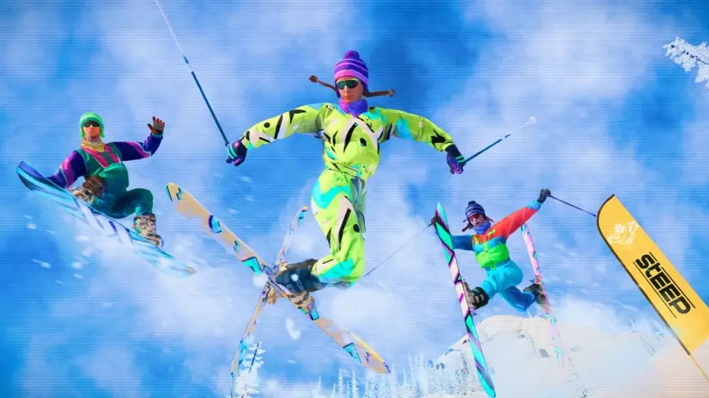 Vários jogadores esquiando por uma montanha em Steep.
