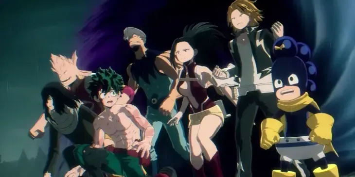 Cena de combate em My Hero Academia: All’s Justice