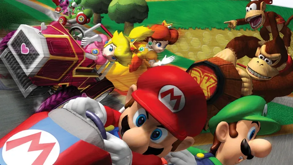 Mario e Luigi em um kart no Double Dash