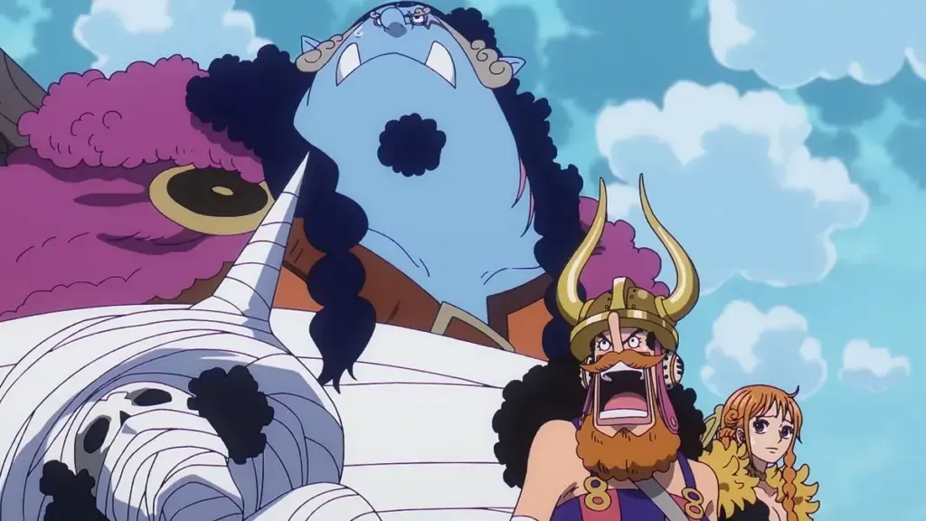 Jinbe, Usopp e Nami no arco de Elbaf