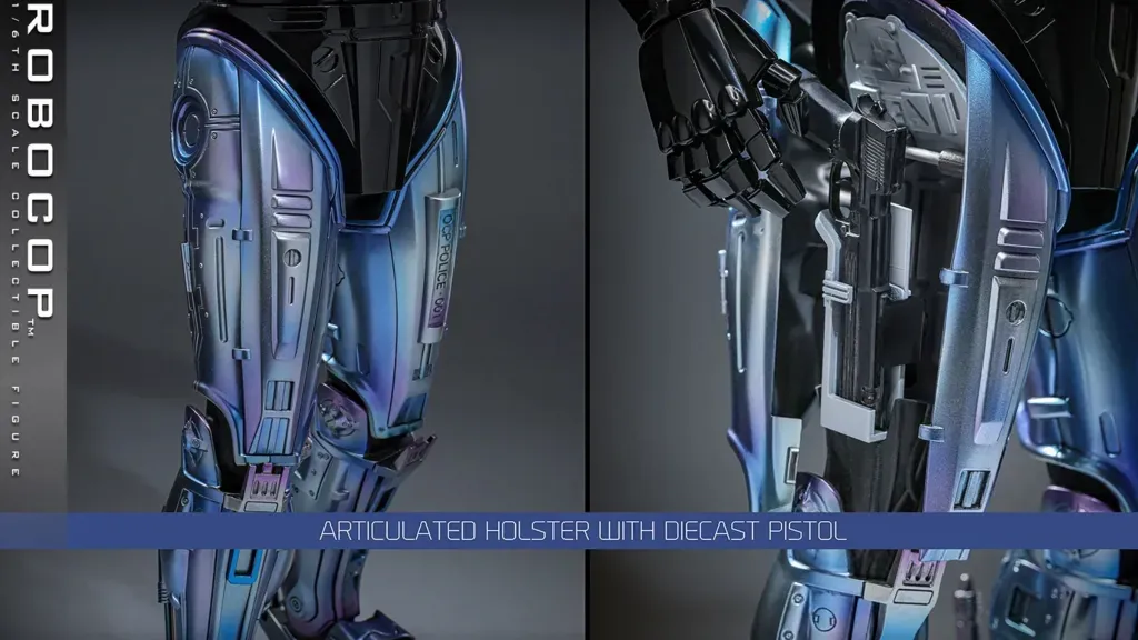 Detalhe da armadura da perna do RoboCop
