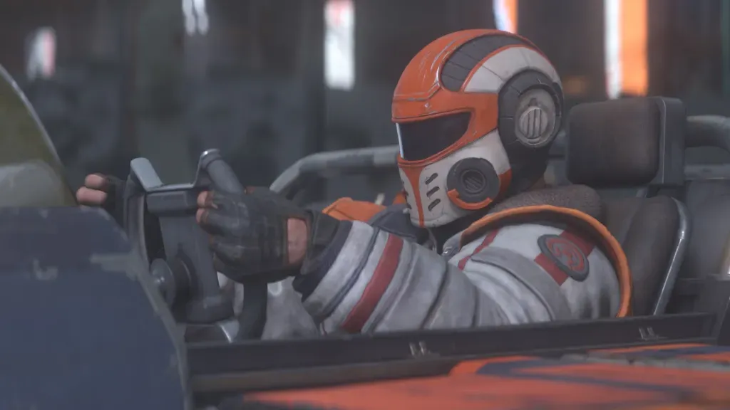 Outra cena de gameplay de Star Wars Galactic Racer com interface