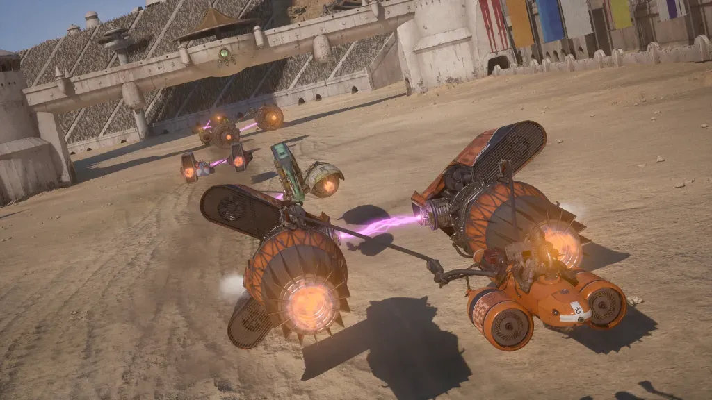 Star Wars Galactic Racer gameplay mostrando naves em pista